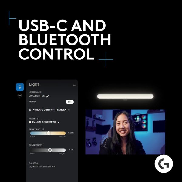 Logitech G Litra Beam LX Premium Dual-Sided RGB LED Streaming Key Light, TrueSoft, Studio Lights, Bluetooth, USB, PC/Mac - Graphite - Image 13