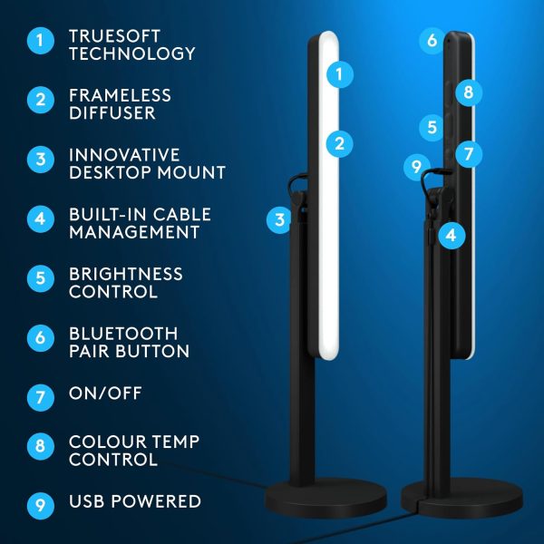 Logitech G Litra Beam LX Premium Dual-Sided RGB LED Streaming Key Light, TrueSoft, Studio Lights, Bluetooth, USB, PC/Mac - Graphite - Image 19