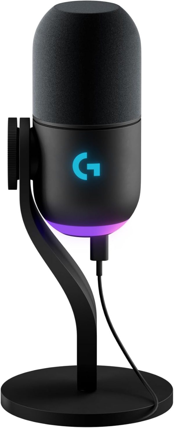Logitech G Yeti GX Dynamic RGB Gaming Microphone, Podcast Microphone with LIGHTSYNC, Blue VOICE, G HUB Control, USB Plug and Play - Black