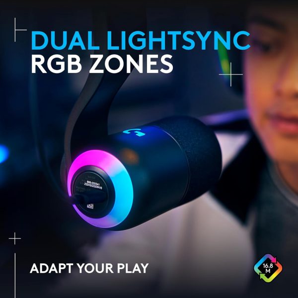 Logitech G Yeti GX Dynamic RGB Gaming Microphone, Podcast Microphone with LIGHTSYNC, Blue VOICE, G HUB Control, USB Plug and Play - Black - Image 3