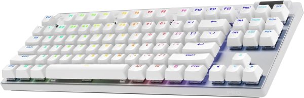 Logitech G PRO X TKL LIGHTSPEED Wireless Gaming Keyboard, Ultra-Portable Tenkeyless Design, LIGHTSYNC RGB, PBT keycaps, Tactile Switches (GX Brown) - White