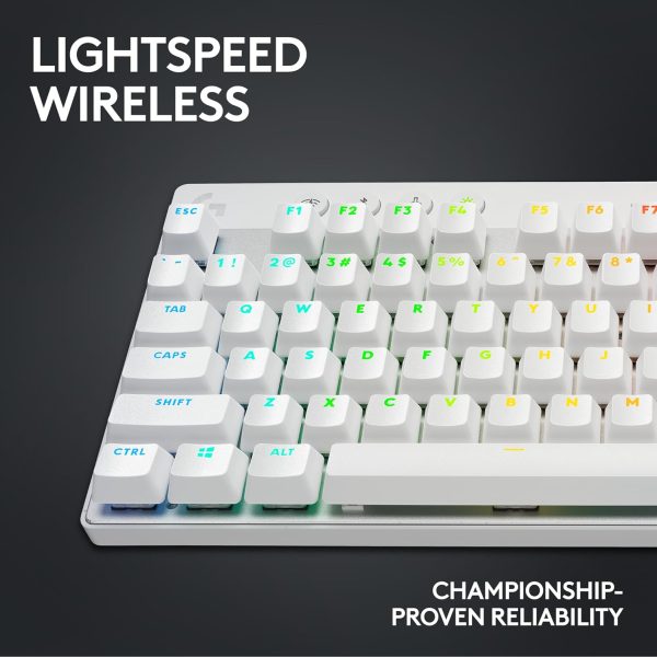 Logitech G PRO X TKL LIGHTSPEED Wireless Gaming Keyboard, Ultra-Portable Tenkeyless Design, LIGHTSYNC RGB, PBT keycaps, Tactile Switches (GX Brown) - White - Image 3