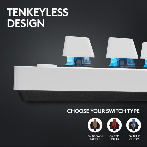Logitech G PRO X TKL LIGHTSPEED Wireless Gaming Keyboard, Ultra-Portable Tenkeyless Design, LIGHTSYNC RGB, PBT keycaps, Tactile Switches (GX Brown) - White - Image 4