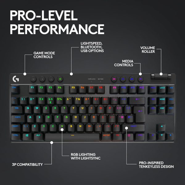 Logitech G PRO X TKL LIGHTSPEED Wireless Gaming Keyboard, Ultra-Portable Tenkeyless Design, LIGHTSYNC RGB, PBT keycaps, Tactile Switches (GX Brown) - White - Image 15