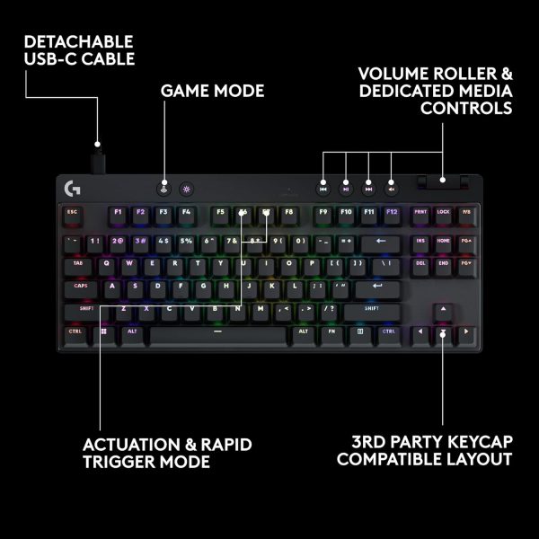Logitech G PRO X TKL LIGHTSPEED Wireless Gaming Keyboard, Ultra-Portable Tenkeyless Design, LIGHTSYNC RGB, PBT keycaps, Tactile Switches (GX Brown) - White - Image 50