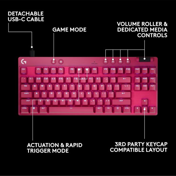 Logitech G PRO X TKL LIGHTSPEED Wireless Gaming Keyboard, Ultra-Portable Tenkeyless Design, LIGHTSYNC RGB, PBT keycaps, Tactile Switches (GX Brown) - White - Image 61