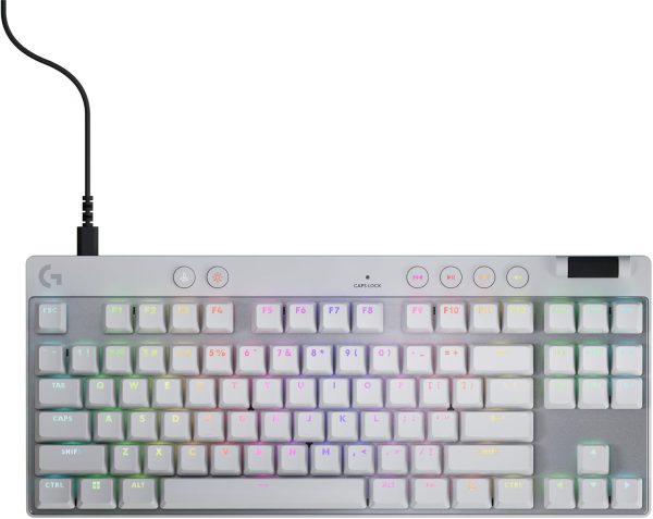 Logitech G PRO X TKL LIGHTSPEED Wireless Gaming Keyboard, Ultra-Portable Tenkeyless Design, LIGHTSYNC RGB, PBT keycaps, Tactile Switches (GX Brown) - White - Image 65