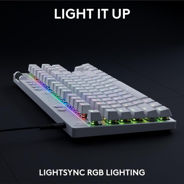 Logitech G PRO X TKL LIGHTSPEED Wireless Gaming Keyboard, Ultra-Portable Tenkeyless Design, LIGHTSYNC RGB, PBT keycaps, Tactile Switches (GX Brown) - White - Image 70