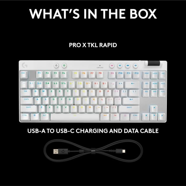 Logitech G PRO X TKL LIGHTSPEED Wireless Gaming Keyboard, Ultra-Portable Tenkeyless Design, LIGHTSYNC RGB, PBT keycaps, Tactile Switches (GX Brown) - White - Image 72