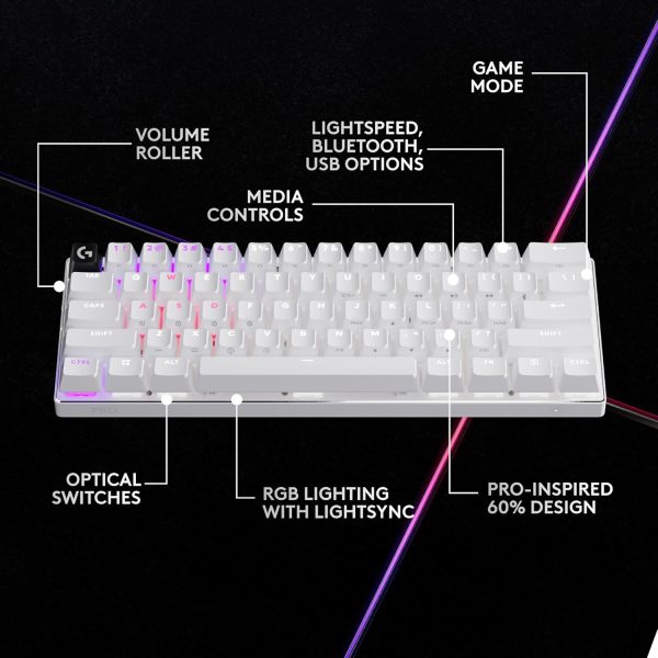 Logitech G PRO X TKL LIGHTSPEED Wireless Gaming Keyboard, Ultra-Portable Tenkeyless Design, LIGHTSYNC RGB, PBT keycaps, Tactile Switches (GX Brown) - White - Image 78
