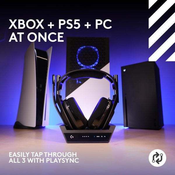 Logitech G Astro A50 X Omni-Platform Wireless Gaming Headset + Base Station for PS5, Xbox, PC: PLAYSYNC Video & Audio Switcher, HDMI 2.1 4K 120Hz VRR, &lt24 bit/48 kHz, 24hr Battery, 2.4GHz &amp BT - Black - Image 2