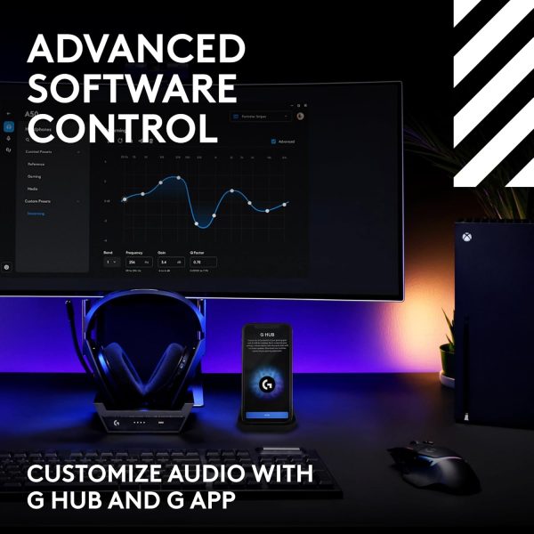 Logitech G Astro A50 X Omni-Platform Wireless Gaming Headset + Base Station for PS5, Xbox, PC: PLAYSYNC Video & Audio Switcher, HDMI 2.1 4K 120Hz VRR, &lt24 bit/48 kHz, 24hr Battery, 2.4GHz &amp BT - Black - Image 20