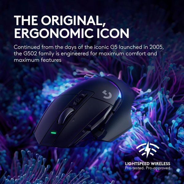 Logitech G502 X Plus Wireless Gaming Mouse - LIGHTSPEED Optical, LIGHTFORCE Switches, LIGHTSYNC RGB, HERO 25K Sensor for PC/Mac - Black - Image 2