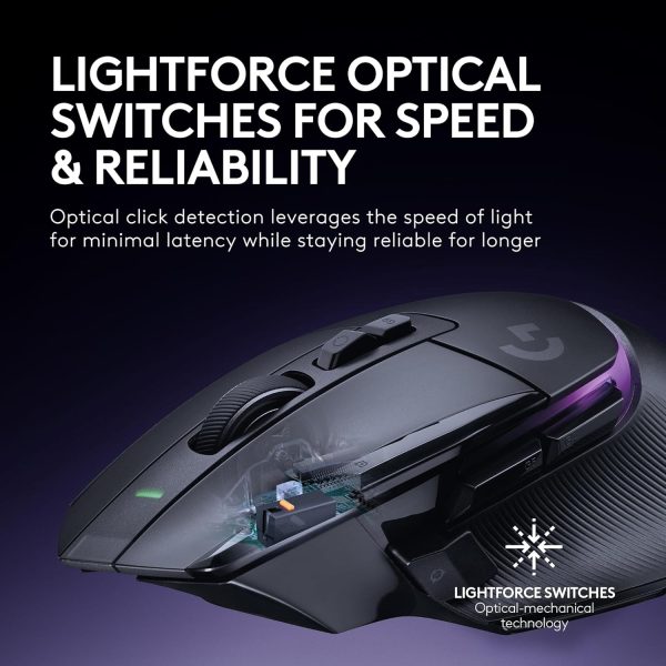 Logitech G502 X Plus Wireless Gaming Mouse - LIGHTSPEED Optical, LIGHTFORCE Switches, LIGHTSYNC RGB, HERO 25K Sensor for PC/Mac - Black - Image 4