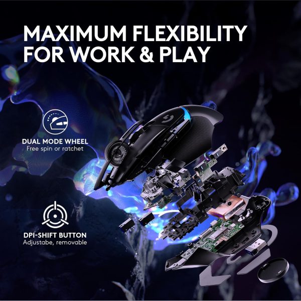 Logitech G502 X Plus Wireless Gaming Mouse - LIGHTSPEED Optical, LIGHTFORCE Switches, LIGHTSYNC RGB, HERO 25K Sensor for PC/Mac - Black - Image 6