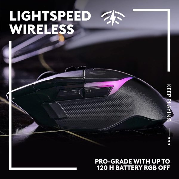Logitech G502 X Plus Wireless Gaming Mouse - LIGHTSPEED Optical, LIGHTFORCE Switches, LIGHTSYNC RGB, HERO 25K Sensor for PC/Mac - Black - Image 8