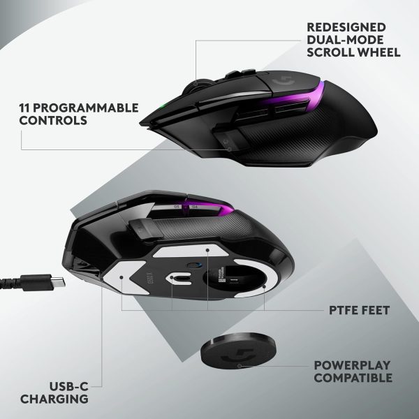 Logitech G502 X Plus Wireless Gaming Mouse - LIGHTSPEED Optical, LIGHTFORCE Switches, LIGHTSYNC RGB, HERO 25K Sensor for PC/Mac - Black - Image 20