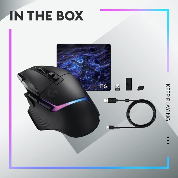 Logitech G502 X Plus Wireless Gaming Mouse - LIGHTSPEED Optical, LIGHTFORCE Switches, LIGHTSYNC RGB, HERO 25K Sensor for PC/Mac - Black - Image 24
