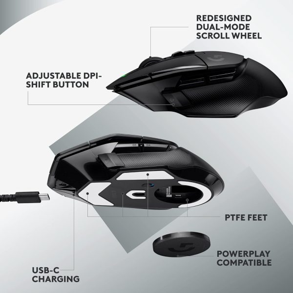 Logitech G502 X Plus Wireless Gaming Mouse - LIGHTSPEED Optical, LIGHTFORCE Switches, LIGHTSYNC RGB, HERO 25K Sensor for PC/Mac - Black - Image 36