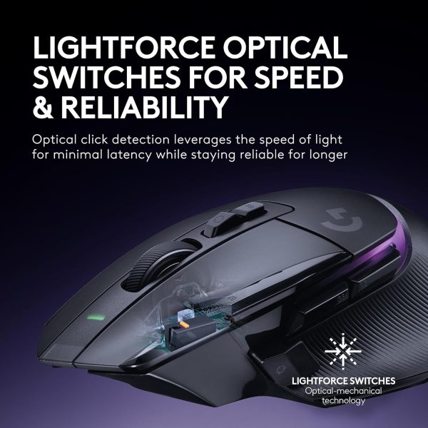 Logitech G502 X Plus Wireless Gaming Mouse - LIGHTSPEED Optical, LIGHTFORCE Switches, LIGHTSYNC RGB, HERO 25K Sensor for PC/Mac - Black - Image 41