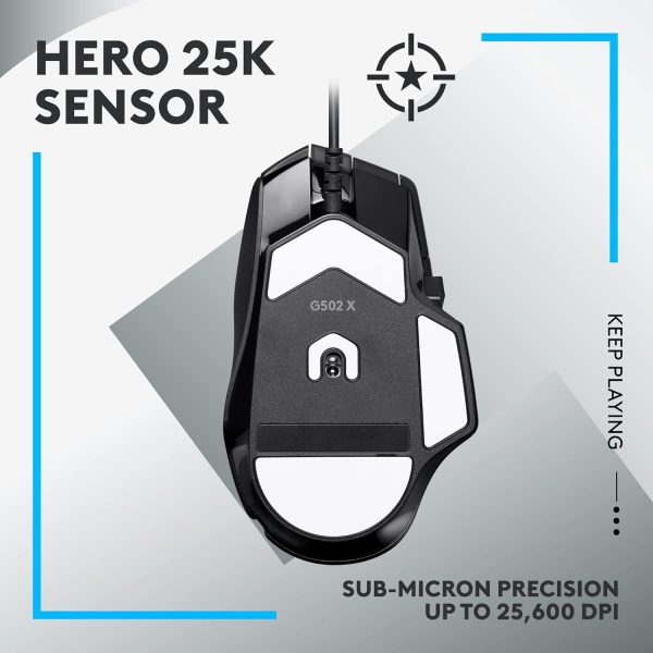 Logitech G502 X Plus Wireless Gaming Mouse - LIGHTSPEED Optical, LIGHTFORCE Switches, LIGHTSYNC RGB, HERO 25K Sensor for PC/Mac - Black - Image 64