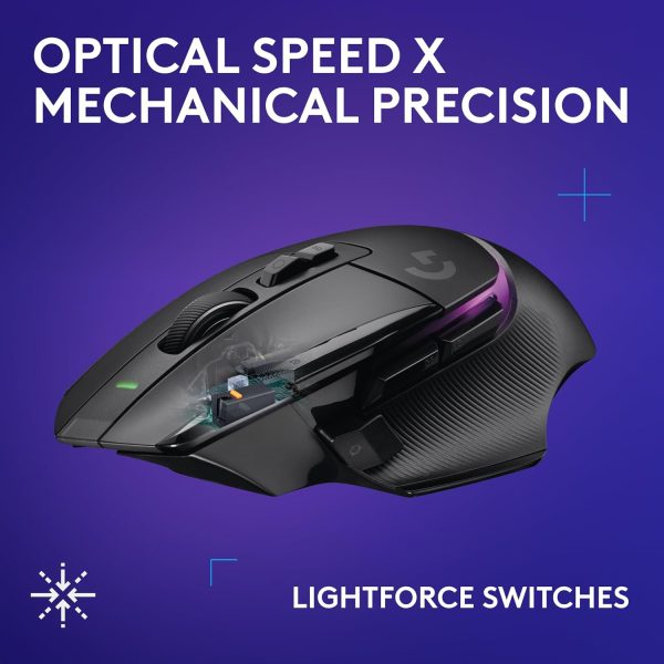 Logitech G502 X Plus Wireless Gaming Mouse - LIGHTSPEED Optical, LIGHTFORCE Switches, LIGHTSYNC RGB, HERO 25K Sensor for PC/Mac - Black - Image 90