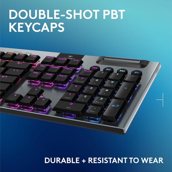 Logitech G915 X Lightspeed Wireless Mechanical Gaming Keyboard, Double-Shot PBT Keycaps, Fully Programmable Keys, RGB Backlit Mac/PC Gaming Keyboards, Aluminum Finish, GL Tactile Switches, Black - Image 7