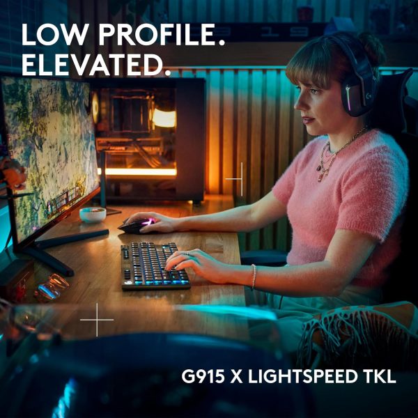 Logitech G915 X Lightspeed Wireless Mechanical Gaming Keyboard, Double-Shot PBT Keycaps, Fully Programmable Keys, RGB Backlit Mac/PC Gaming Keyboards, Aluminum Finish, GL Tactile Switches, Black - Image 11