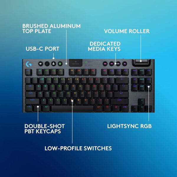Logitech G915 X Lightspeed Wireless Mechanical Gaming Keyboard, Double-Shot PBT Keycaps, Fully Programmable Keys, RGB Backlit Mac/PC Gaming Keyboards, Aluminum Finish, GL Tactile Switches, Black - Image 15