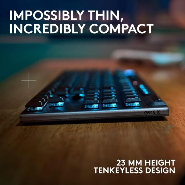 Logitech G915 X Lightspeed Wireless Mechanical Gaming Keyboard, Double-Shot PBT Keycaps, Fully Programmable Keys, RGB Backlit Mac/PC Gaming Keyboards, Aluminum Finish, GL Tactile Switches, Black - Image 17