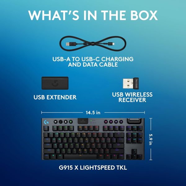 Logitech G915 X Lightspeed Wireless Mechanical Gaming Keyboard, Double-Shot PBT Keycaps, Fully Programmable Keys, RGB Backlit Mac/PC Gaming Keyboards, Aluminum Finish, GL Tactile Switches, Black - Image 18