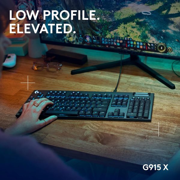 Logitech G915 X Lightspeed Wireless Mechanical Gaming Keyboard, Double-Shot PBT Keycaps, Fully Programmable Keys, RGB Backlit Mac/PC Gaming Keyboards, Aluminum Finish, GL Tactile Switches, Black - Image 21