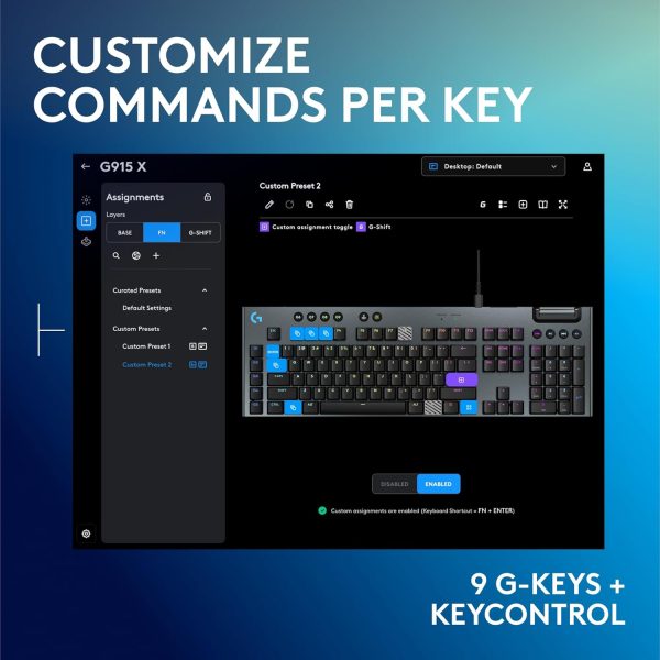 Logitech G915 X Lightspeed Wireless Mechanical Gaming Keyboard, Double-Shot PBT Keycaps, Fully Programmable Keys, RGB Backlit Mac/PC Gaming Keyboards, Aluminum Finish, GL Tactile Switches, Black - Image 23