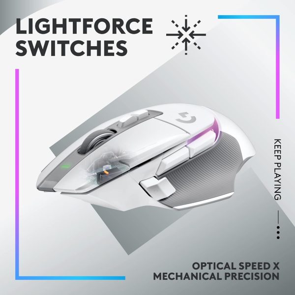 Logitech G502 X Plus Wireless Gaming Mouse - LIGHTSPEED Optical, LIGHTFORCE Switches, LIGHTSYNC RGB, HERO 25K Sensor for PC/Mac - Black - Image 128