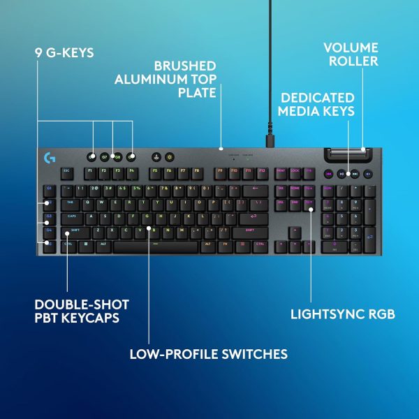 Logitech G915 X Lightspeed Wireless Mechanical Gaming Keyboard, Double-Shot PBT Keycaps, Fully Programmable Keys, RGB Backlit Mac/PC Gaming Keyboards, Aluminum Finish, GL Tactile Switches, Black - Image 25