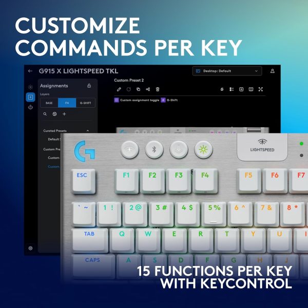 Logitech G915 X Lightspeed Wireless Mechanical Gaming Keyboard, Double-Shot PBT Keycaps, Fully Programmable Keys, RGB Backlit Mac/PC Gaming Keyboards, Aluminum Finish, GL Tactile Switches, Black - Image 31