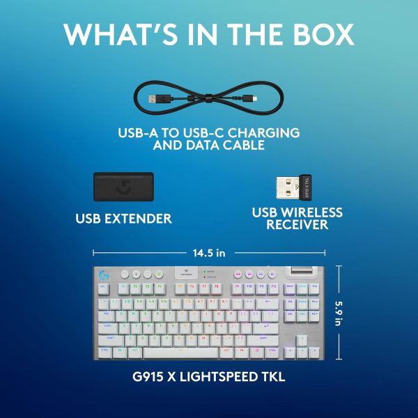 Logitech G915 X Lightspeed Wireless Mechanical Gaming Keyboard, Double-Shot PBT Keycaps, Fully Programmable Keys, RGB Backlit Mac/PC Gaming Keyboards, Aluminum Finish, GL Tactile Switches, Black - Image 36