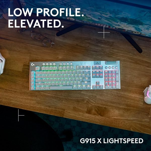 Logitech G915 X Lightspeed Wireless Mechanical Gaming Keyboard, Double-Shot PBT Keycaps, Fully Programmable Keys, RGB Backlit Mac/PC Gaming Keyboards, Aluminum Finish, GL Tactile Switches, Black - Image 38
