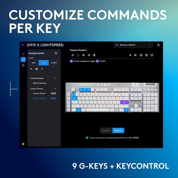 Logitech G915 X Lightspeed Wireless Mechanical Gaming Keyboard, Double-Shot PBT Keycaps, Fully Programmable Keys, RGB Backlit Mac/PC Gaming Keyboards, Aluminum Finish, GL Tactile Switches, Black - Image 40
